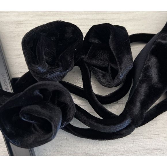 Something Navy Women’s Sz XXL Black Velvet Floral Strap One Piece Swimsuit - Picture 9 of 12